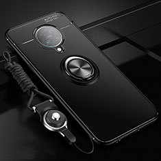 Ultra-thin Silicone Gel Soft Case Cover with Magnetic Finger Ring Stand T03 for Xiaomi Poco F2 Pro Black