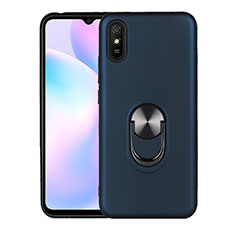 Ultra-thin Silicone Gel Soft Case Cover with Magnetic Finger Ring Stand T03 for Xiaomi Redmi 9A Navy Blue