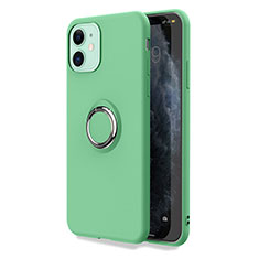 Ultra-thin Silicone Gel Soft Case Cover with Magnetic Finger Ring Stand T04 for Apple iPhone 11 Green