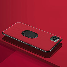 Ultra-thin Silicone Gel Soft Case Cover with Magnetic Finger Ring Stand T04 for Apple iPhone 11 Pro Max Red