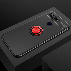 Ultra-thin Silicone Gel Soft Case Cover with Magnetic Finger Ring Stand T04 for Huawei Honor V20 Red and Black