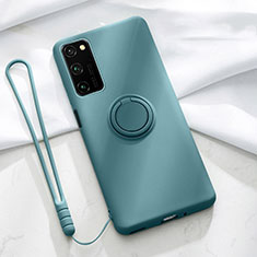 Ultra-thin Silicone Gel Soft Case Cover with Magnetic Finger Ring Stand T04 for Huawei Honor V30 Pro 5G Green