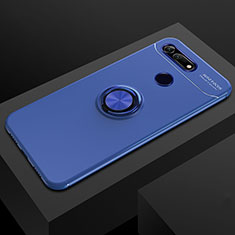 Ultra-thin Silicone Gel Soft Case Cover with Magnetic Finger Ring Stand T04 for Huawei Honor View 20 Blue