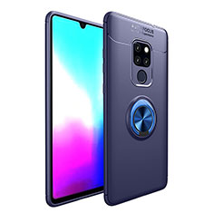 Ultra-thin Silicone Gel Soft Case Cover with Magnetic Finger Ring Stand T04 for Huawei Mate 20 X 5G Blue