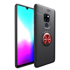 Ultra-thin Silicone Gel Soft Case Cover with Magnetic Finger Ring Stand T04 for Huawei Mate 20 X 5G Red and Black