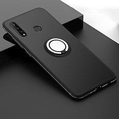 Ultra-thin Silicone Gel Soft Case Cover with Magnetic Finger Ring Stand T04 for Huawei Nova 4e Black