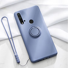Ultra-thin Silicone Gel Soft Case Cover with Magnetic Finger Ring Stand T04 for Huawei Nova 5i Purple
