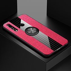 Ultra-thin Silicone Gel Soft Case Cover with Magnetic Finger Ring Stand T04 for Huawei P Smart+ Plus (2019) Red