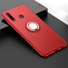 Ultra-thin Silicone Gel Soft Case Cover with Magnetic Finger Ring Stand T04 for Huawei P30 Lite XL Red