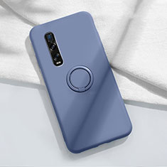 Ultra-thin Silicone Gel Soft Case Cover with Magnetic Finger Ring Stand T04 for Oppo Find X2 Pro Gray