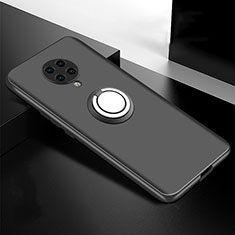 Ultra-thin Silicone Gel Soft Case Cover with Magnetic Finger Ring Stand T04 for Xiaomi Poco F2 Pro Black