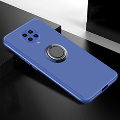 Ultra-thin Silicone Gel Soft Case Cover with Magnetic Finger Ring Stand T04 for Xiaomi Poco F2 Pro Blue