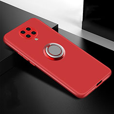 Ultra-thin Silicone Gel Soft Case Cover with Magnetic Finger Ring Stand T04 for Xiaomi Redmi K30 Pro 5G Red