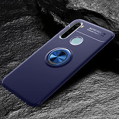 Ultra-thin Silicone Gel Soft Case Cover with Magnetic Finger Ring Stand T04 for Xiaomi Redmi Note 8 (2021) Blue