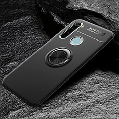 Ultra-thin Silicone Gel Soft Case Cover with Magnetic Finger Ring Stand T04 for Xiaomi Redmi Note 8 Black