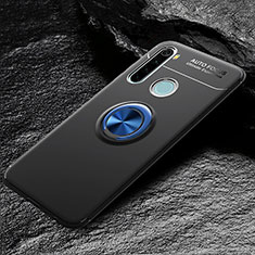 Ultra-thin Silicone Gel Soft Case Cover with Magnetic Finger Ring Stand T04 for Xiaomi Redmi Note 8 Blue and Black
