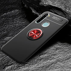 Ultra-thin Silicone Gel Soft Case Cover with Magnetic Finger Ring Stand T04 for Xiaomi Redmi Note 8 Red and Black