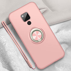 Ultra-thin Silicone Gel Soft Case Cover with Magnetic Finger Ring Stand T05 for Huawei Mate 20 X 5G Rose Gold