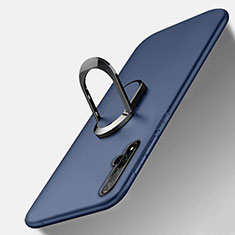 Ultra-thin Silicone Gel Soft Case Cover with Magnetic Finger Ring Stand T05 for Huawei Nova 5T Blue