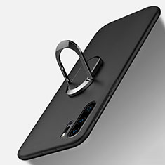 Ultra-thin Silicone Gel Soft Case Cover with Magnetic Finger Ring Stand T05 for Huawei P30 Pro Black
