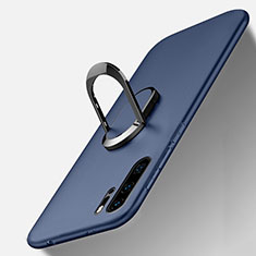 Ultra-thin Silicone Gel Soft Case Cover with Magnetic Finger Ring Stand T05 for Huawei P30 Pro Blue