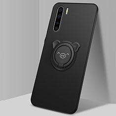 Ultra-thin Silicone Gel Soft Case Cover with Magnetic Finger Ring Stand T05 for Oppo K7 5G Black