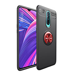 Ultra-thin Silicone Gel Soft Case Cover with Magnetic Finger Ring Stand T05 for Oppo R17 Pro Red and Black