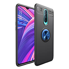 Ultra-thin Silicone Gel Soft Case Cover with Magnetic Finger Ring Stand T05 for Oppo RX17 Pro Blue and Black