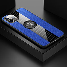Ultra-thin Silicone Gel Soft Case Cover with Magnetic Finger Ring Stand T06 for Apple iPhone 11 Pro Blue