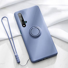 Ultra-thin Silicone Gel Soft Case Cover with Magnetic Finger Ring Stand T06 for Huawei Nova 5T Purple