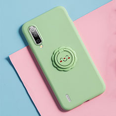 Ultra-thin Silicone Gel Soft Case Cover with Magnetic Finger Ring Stand T06 for Xiaomi Mi A3 Green