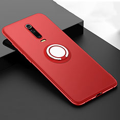 Ultra-thin Silicone Gel Soft Case Cover with Magnetic Finger Ring Stand T06 for Xiaomi Redmi K20 Red