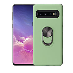 Ultra-thin Silicone Gel Soft Case Cover with Magnetic Finger Ring Stand T07 for Samsung Galaxy S10 5G Green