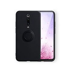 Ultra-thin Silicone Gel Soft Case Cover with Magnetic Finger Ring Stand T07 for Xiaomi Mi 9T Pro Black