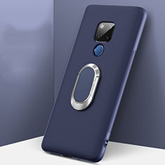 Ultra-thin Silicone Gel Soft Case Cover with Magnetic Finger Ring Stand T08 for Huawei Mate 20 X 5G Blue