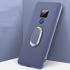 Ultra-thin Silicone Gel Soft Case Cover with Magnetic Finger Ring Stand T08 for Huawei Mate 20 X 5G Purple