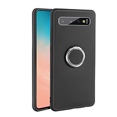 Ultra-thin Silicone Gel Soft Case Cover with Magnetic Finger Ring Stand T08 for Samsung Galaxy S10 Plus Black