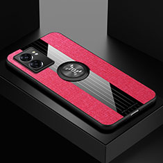 Ultra-thin Silicone Gel Soft Case Cover with Magnetic Finger Ring Stand X01L for Realme V23 5G Red