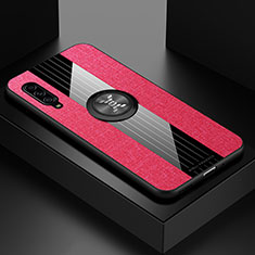 Ultra-thin Silicone Gel Soft Case Cover with Magnetic Finger Ring Stand X01L for Samsung Galaxy A90 5G Red