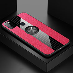 Ultra-thin Silicone Gel Soft Case Cover with Magnetic Finger Ring Stand X01L for Samsung Galaxy M21 Red