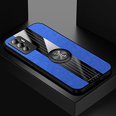 Ultra-thin Silicone Gel Soft Case Cover with Magnetic Finger Ring Stand X01L for Vivo V23e 5G Blue
