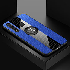 Ultra-thin Silicone Gel Soft Case Cover with Magnetic Finger Ring Stand X01L for Vivo Y19 Blue