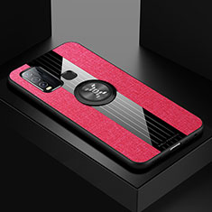 Ultra-thin Silicone Gel Soft Case Cover with Magnetic Finger Ring Stand X01L for Vivo Y50 Red