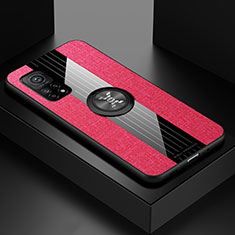 Ultra-thin Silicone Gel Soft Case Cover with Magnetic Finger Ring Stand X01L for Xiaomi Mi 10T 5G Red