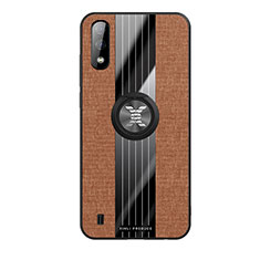 Ultra-thin Silicone Gel Soft Case Cover with Magnetic Finger Ring Stand X02L for Samsung Galaxy A01 SM-A015 Brown