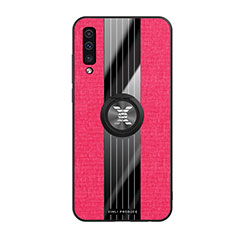 Ultra-thin Silicone Gel Soft Case Cover with Magnetic Finger Ring Stand X02L for Samsung Galaxy A50 Red
