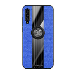 Ultra-thin Silicone Gel Soft Case Cover with Magnetic Finger Ring Stand X02L for Samsung Galaxy A90 5G Blue