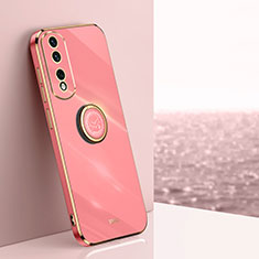 Ultra-thin Silicone Gel Soft Case Cover with Magnetic Finger Ring Stand XL1 for Huawei Honor 90 Pro 5G Hot Pink