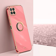 Ultra-thin Silicone Gel Soft Case Cover with Magnetic Finger Ring Stand XL1 for Huawei Honor X8a 5G Hot Pink