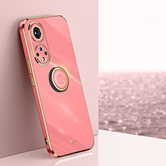Ultra-thin Silicone Gel Soft Case Cover with Magnetic Finger Ring Stand XL1 for Huawei Nova 9 Pro Hot Pink